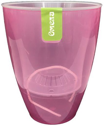 Горшок пластиковый Омела самоувлажняющийся 1,3 л круглый малиновый прозрачный 