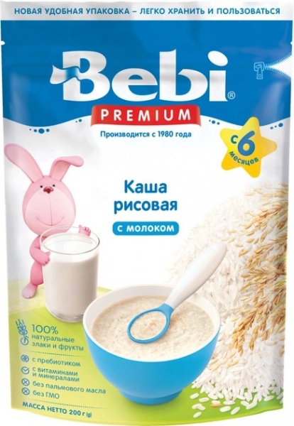 Каша молочная Bebi от 6 месяцев Premium рисовая 8606019653149 200 г 