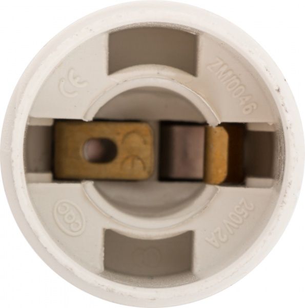 Патрон электрический  ЕМТ с гайкой E14 термопластик белый 22-0117