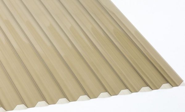 Гофрированный монолитный поликарбонат Roeber 76/18 2000x1045 мм трапеция бронзовый