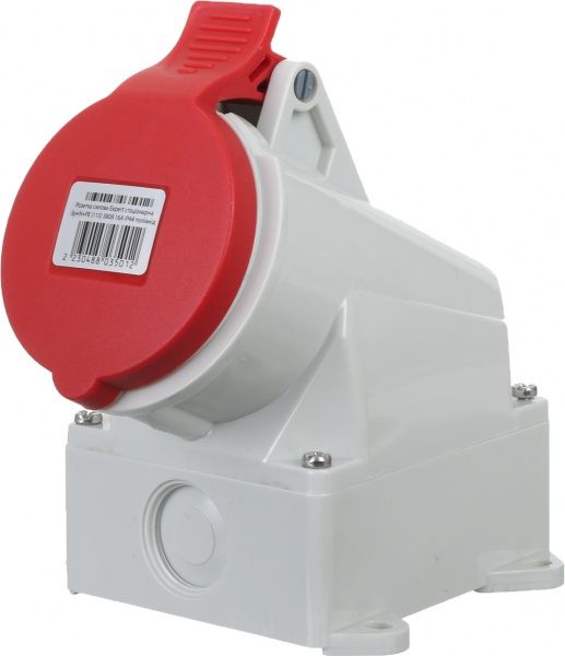 Розетка силовая стационарная с заземлением Expert 3p+N+PE (115) 380В 16А IP44 серый