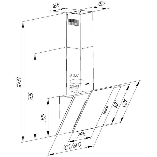 Вытяжка Pyramida KZ 50 BL