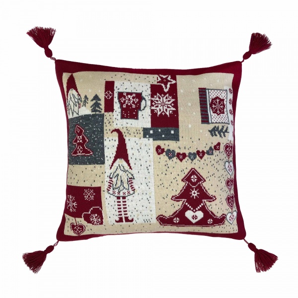 Подушка ГНОМЫ 45x45 см бело-красный La Nuit 