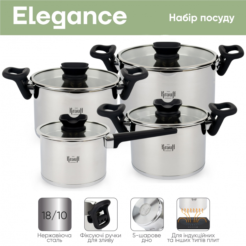 Набор кастрюль Krauff Elegance 8 предметов 26-247-026