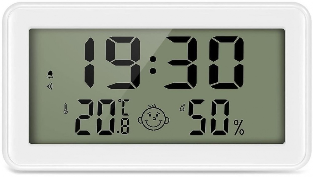 Термогигрометр цифровой с часами CX-1206 белый