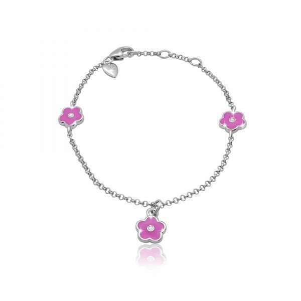 Браслет на цепочке UMa&UMi Цветочек розовый