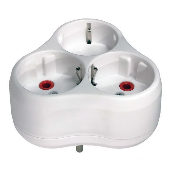 Трійник Neomax із заземленням 3 гн. білий NX1014 