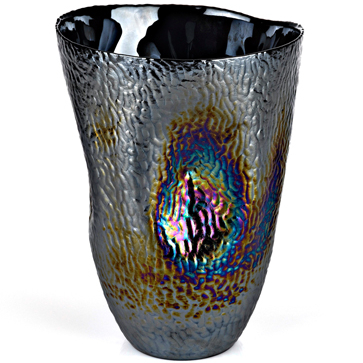 Ваза Yalos Murano RAPANUI 26 см черная с перламутровым эффектом 