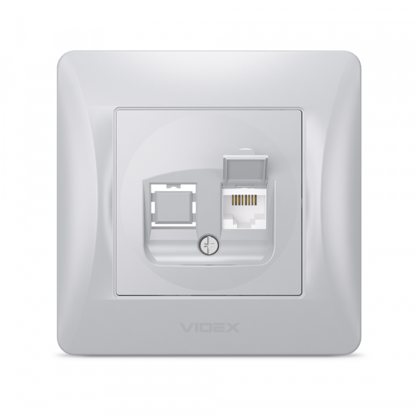 Розетка компьютерная Videx Binera CAT6 IP20 серебряный шелк VF-BNSK1PC6-SS
