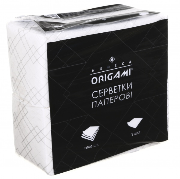 Серветки столові Origami Horeca одношарові 24x23 см білі 1000 шт.