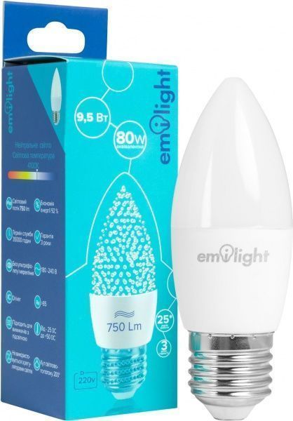 Лампа светодиодная Emilight 9,5 Вт C37 матовая E27 220 В 4100 К 