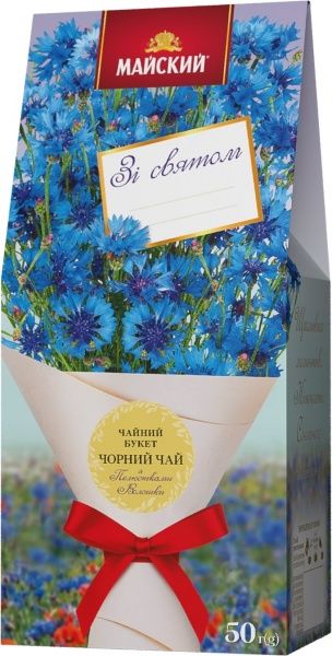 Чай черный Майский Чайный букет с лепестками василька 50 г 