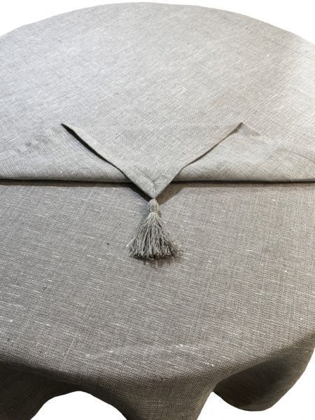 Скатерть с кисточками 140x220 см серый Галерея льна 