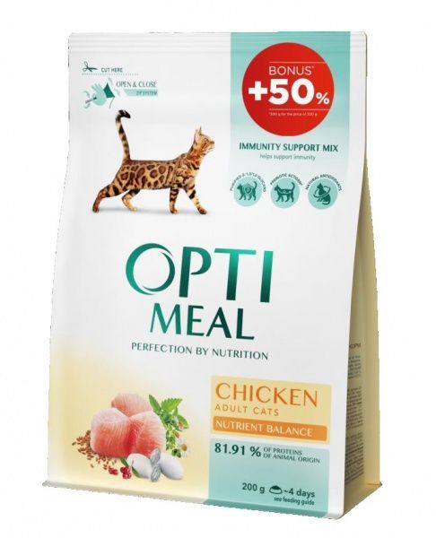 Корм Optimeal для дорослих котів з куркою курка 300 г