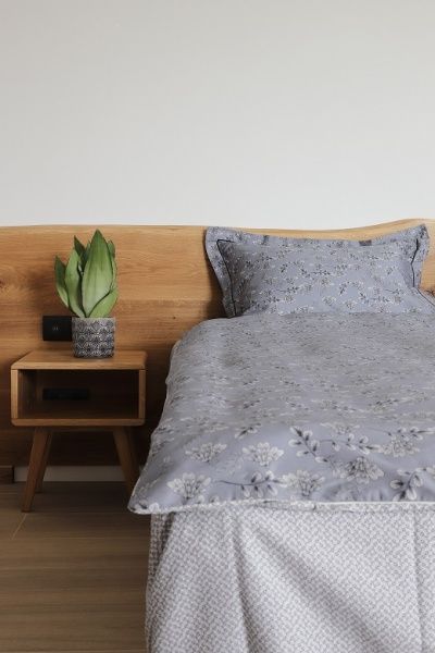 Комплект постільної білизни Smoky семейный темно-сірий з білим Lameirinho 