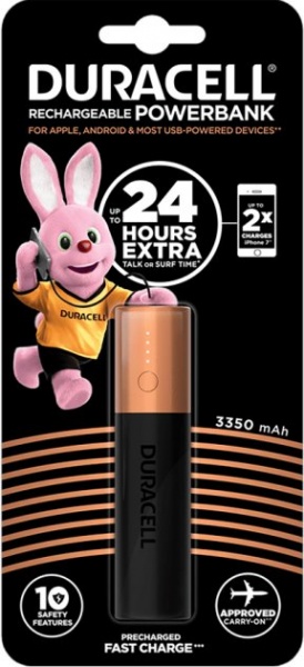 Внешний аккумулятор (Powerbank) Duracell 3350 mAh Black/Copper 