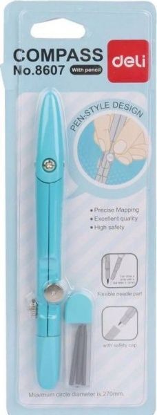 Готовальня 2 предмети блакитна 8607 Deli