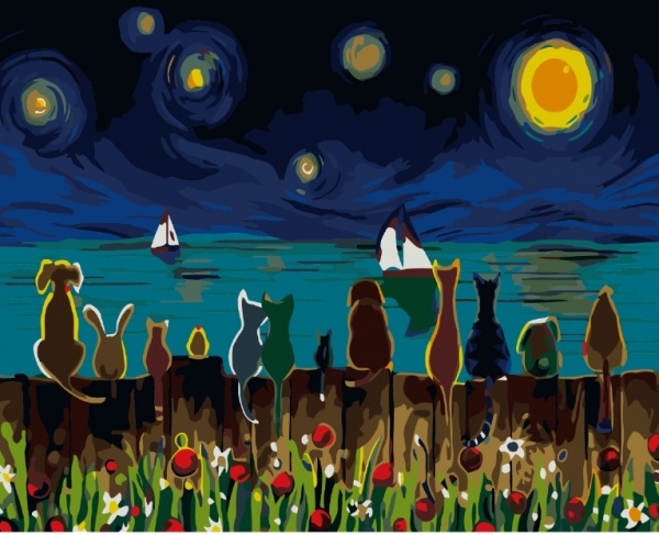 Картина за номерами Місячна ніч bk_1348 40x50 см BookOpt 