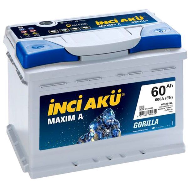 Аккумулятор автомобильный INCI Maxima (Gorilla) 60А 12 B LB2 060 060 013 «+» справа