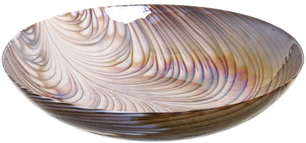 Блюдо Yalos Murano FILIGRANA MARRONE 9 см слонова кістка з коричневою філігранню та перламутровим ефектом 