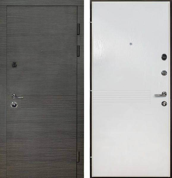 Двері вхідні Revolut Doors В-83 мод. 184 венге сірий горизонт / білий 2050x850 мм праві