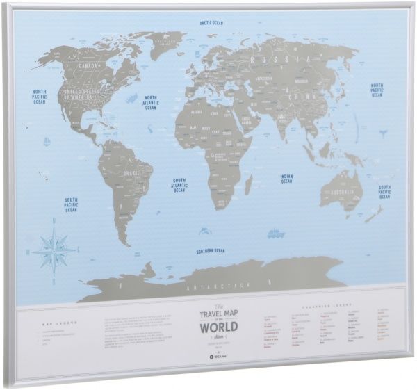Скретч-карта Travel Map Silver World 60х80 см (рама)