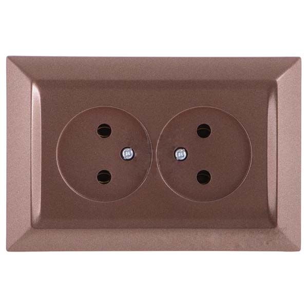 Розетка подвійна Underprice Vesta коричневий металік