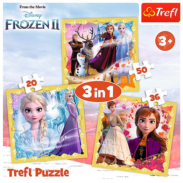 Пазлы Trefl 3 в 1 Ледяное сердце 2. Сила Анны и Эльзы 34847