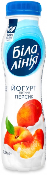 Йогурт ТМ Біла Лінія персик 1,5% 250г 