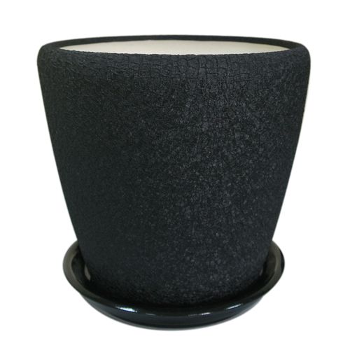 Горшок керамический Ориана-Запорожкерамика Грация №4 черный шелк круглый 1,2л 
