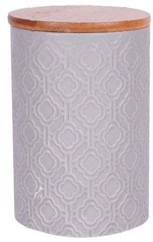 Банка для сипучих з бамбуковою кришкою сіра Lefard