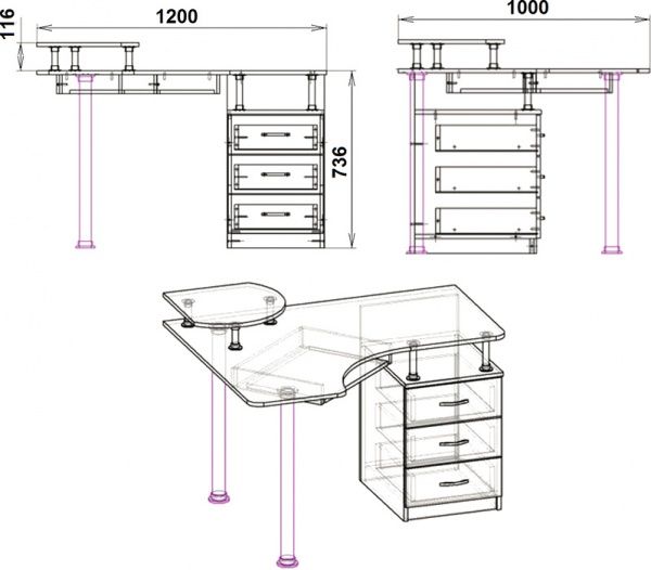 Стол компьютерный Компанит СУ-2 ольха 