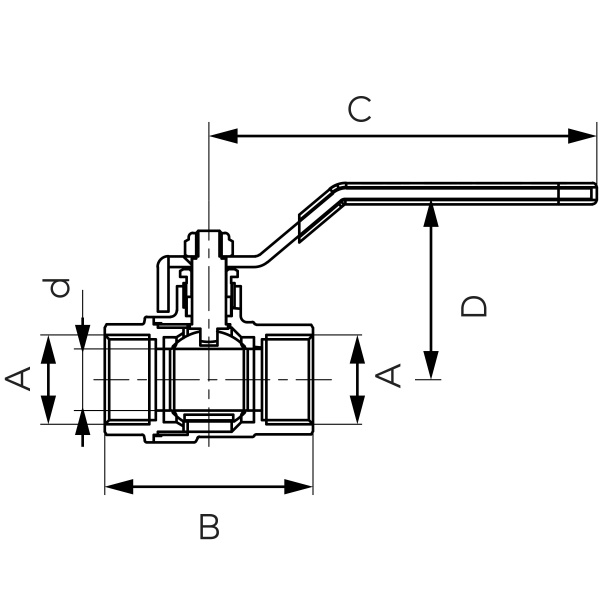 Кран кульовий Ferro F-Comfort 20 бар ручка важіль вр-вр 1/2” KFC1
