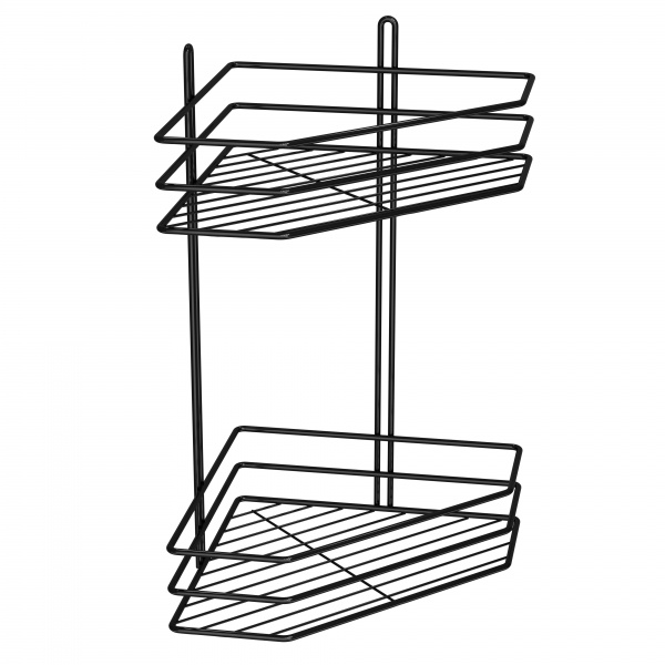 Полка для ванной 2-ярусная 25 см черная 