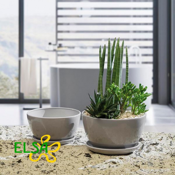 Вазон керамічний Santino Paterna круглий 4,4 л бежевий (DP-32-23-J-10-00) 