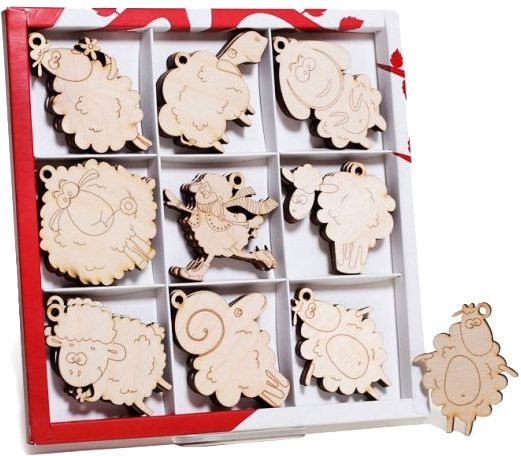 Набор для декорирования Барашки подвесные (27шт) WOODSET003-hang 
