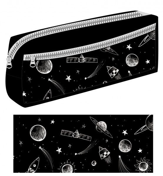 Пенал шкільний на два відділення Space різнокольоровий