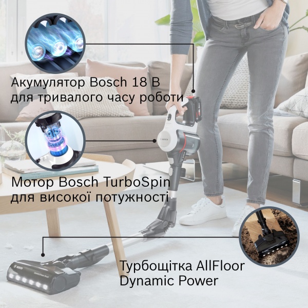 Пылесос аккумуляторный Bosch Unlimited 7 BBS711W white 
