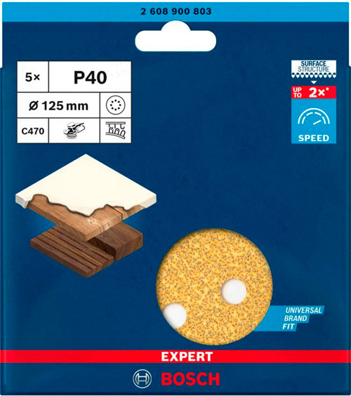 Набор кругов самоклеящихся Bosch ExC470 Hook&Loop 125 мм 5 шт. 2608900803