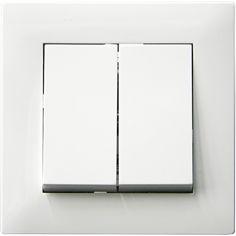 Выключатель двухклавишный Makel Rizz без подсветки белый 88001003