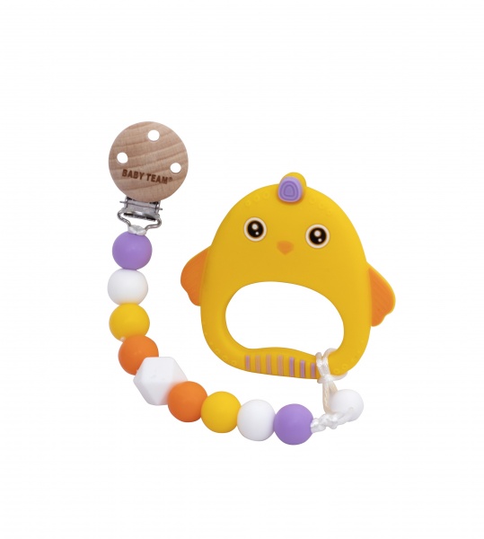Прорезыватель силиконовый Baby Team с цепочкой в ​​ассортименте