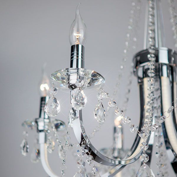 Люстра підвісна Strotskis Tefia пульт ДК LED 27 Вт 6x60 Вт E14 хром 423/6 