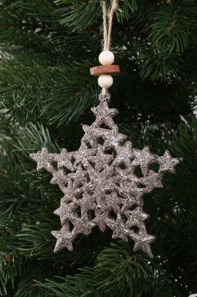 Декоративна підвіска Зірка з декором 12 см бронзовий NY21112