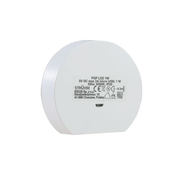 Светильник светодиодный STRÜHM с датч. движения аккум. POP LED 1W белый