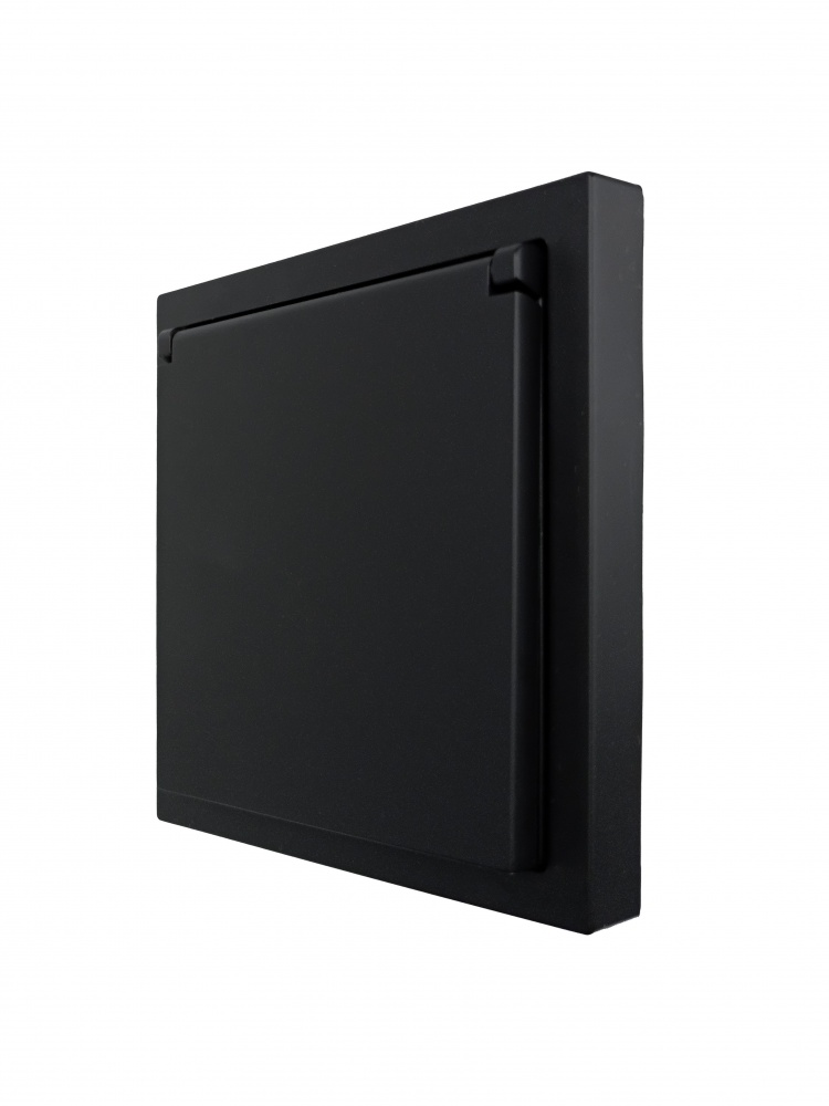 Розетка с крышкой бытовая с заземлением HausMark Juna черный