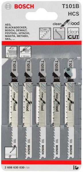 Пилка для електролобзика Bosch T101B 5 шт. 2608630030
