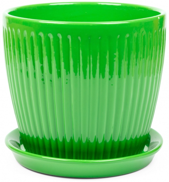 Горшок керамический Вертикаль премиум круглый 1л зеленый 