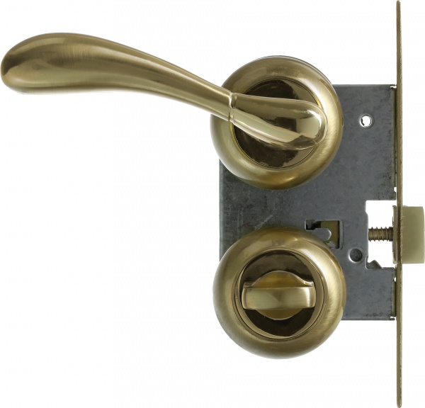 Замок врезной с ручками RDA Imola WC 70 мм полированная латунь/матовая латунь