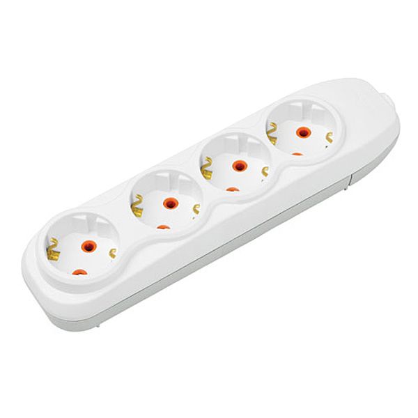 Колодка Nilson 4 гнезда с заземлением белая