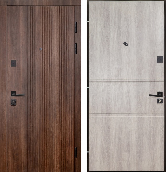 Двері вхідні Revolut Doors В-617 модель 234-237 дуб тютюн / дуб немо срібний 2050x950 мм праві